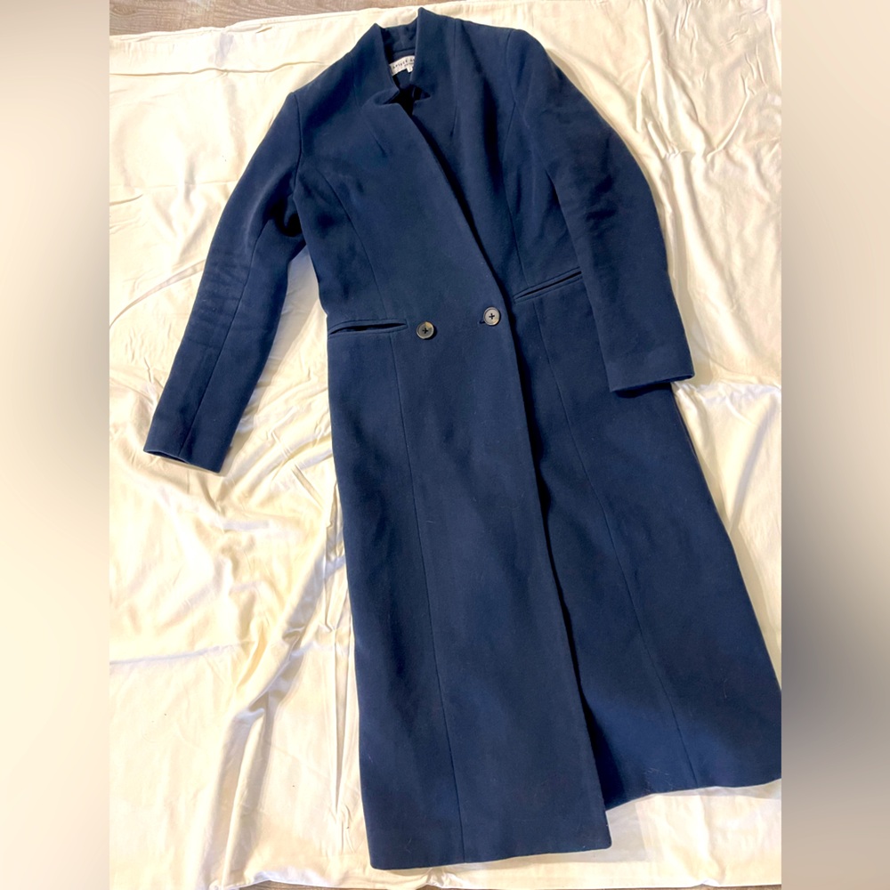 Long blue winter coat